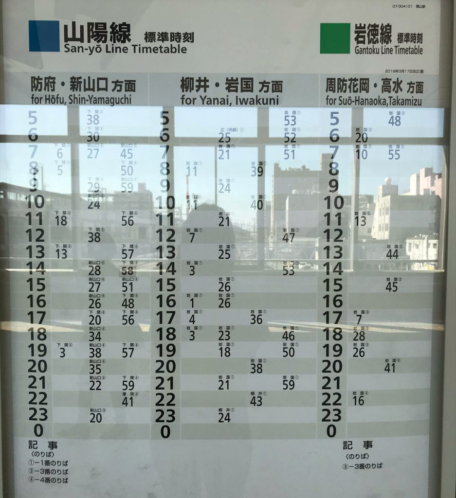 徳山駅在来線時刻表